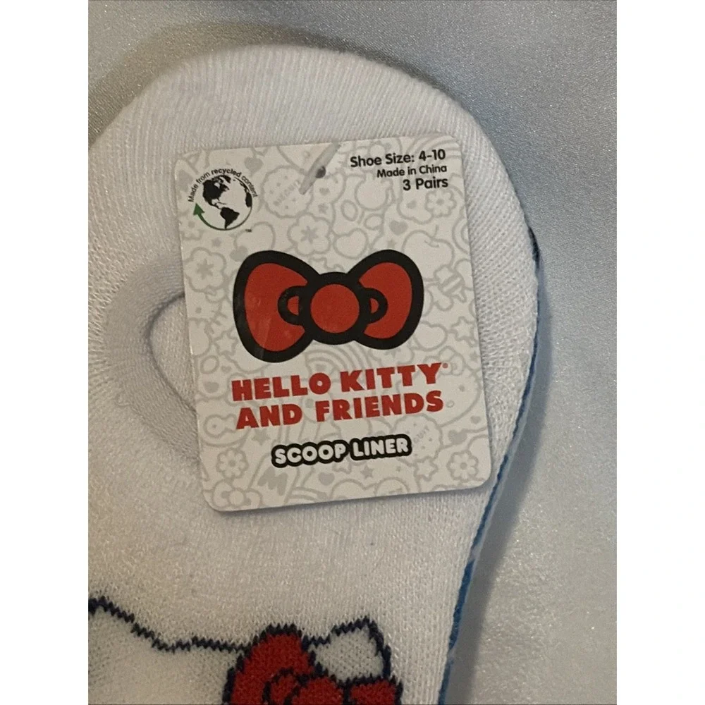 Hello Kitty Scoop Liner Socks - 3 Pack - Sz. 4-10